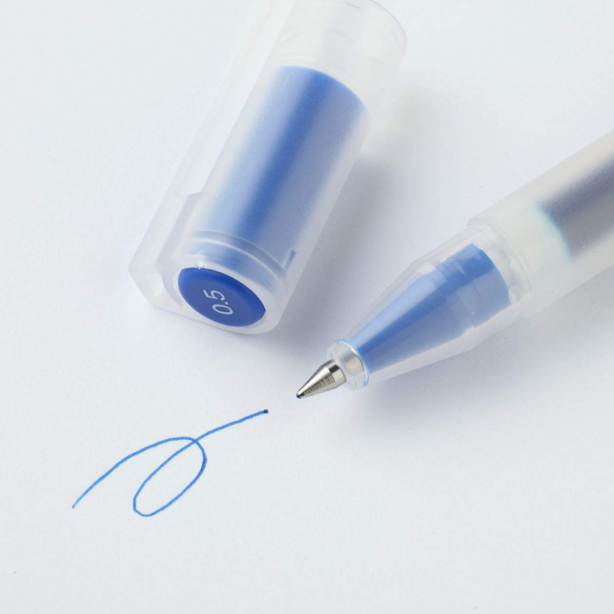 Muji 0.5mm Gel Ink Ballpoint Pens - 2 Color Set (5 Black + 5 Blue) - Smooth Writing for Office, School & Journaling
