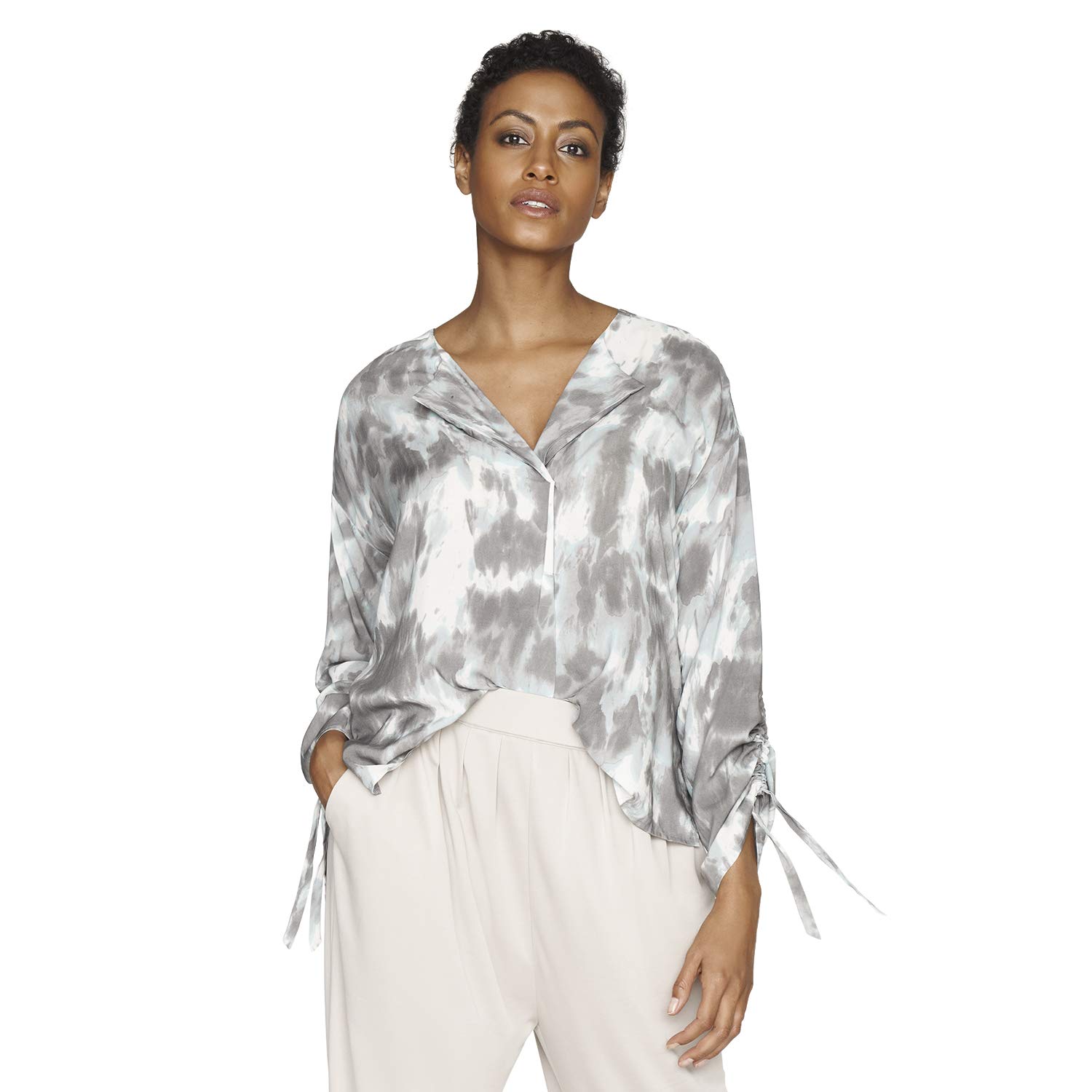 New York Women's Eco-Friendly Tie Sleeve Blouse - Sustainable Fashion for Work, Date Night & Casual Outings
