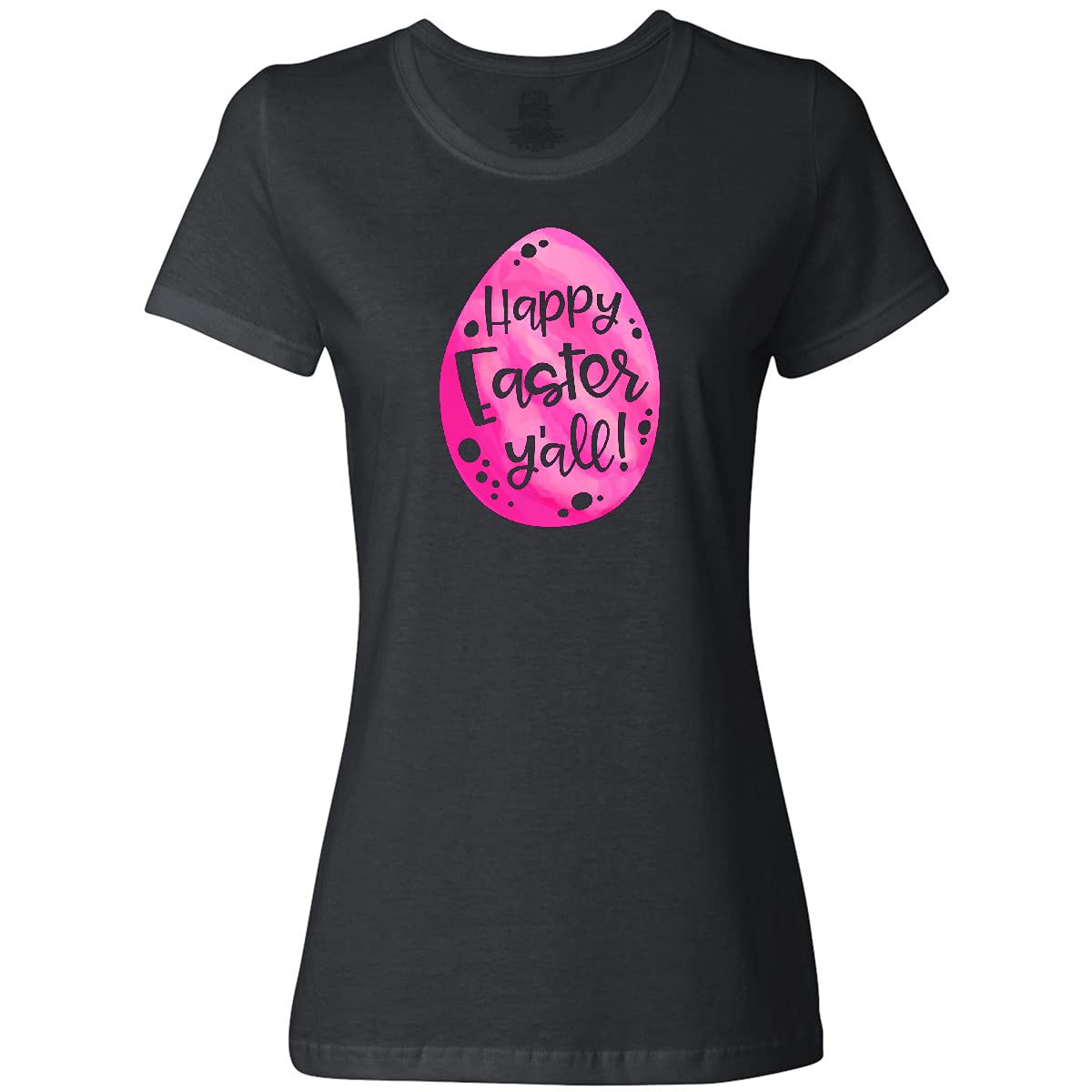 Inktastic Happy Easter Y'all Pink Easter Egg Women's T-Shirt - Cute Spring Tee for Easter Celebrations, Egg Hunts & Family Gatherings