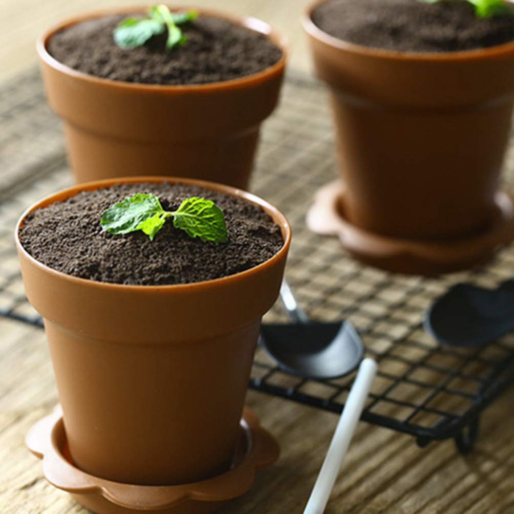 DOITOOL 30pcs Reusable Silicone Dessert Cups with Shovel Spoons - Eco-Friendly Mini Flower Pot Shaped Mousse Cups, Portion Containers for Ice Cream, Cake, Cupcakes & Baking | Perfect for Parties, Catering & Home Dessert Display