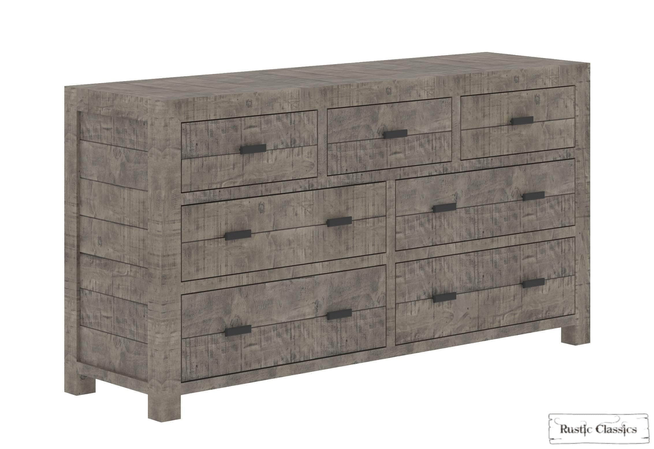 Whistler 5-Piece Reclaimed Wood Storage Platform Bedroom Set in Grey - Queen/King Size - Modern Farmhouse Bedroom Furniture for Cozy Home Decor