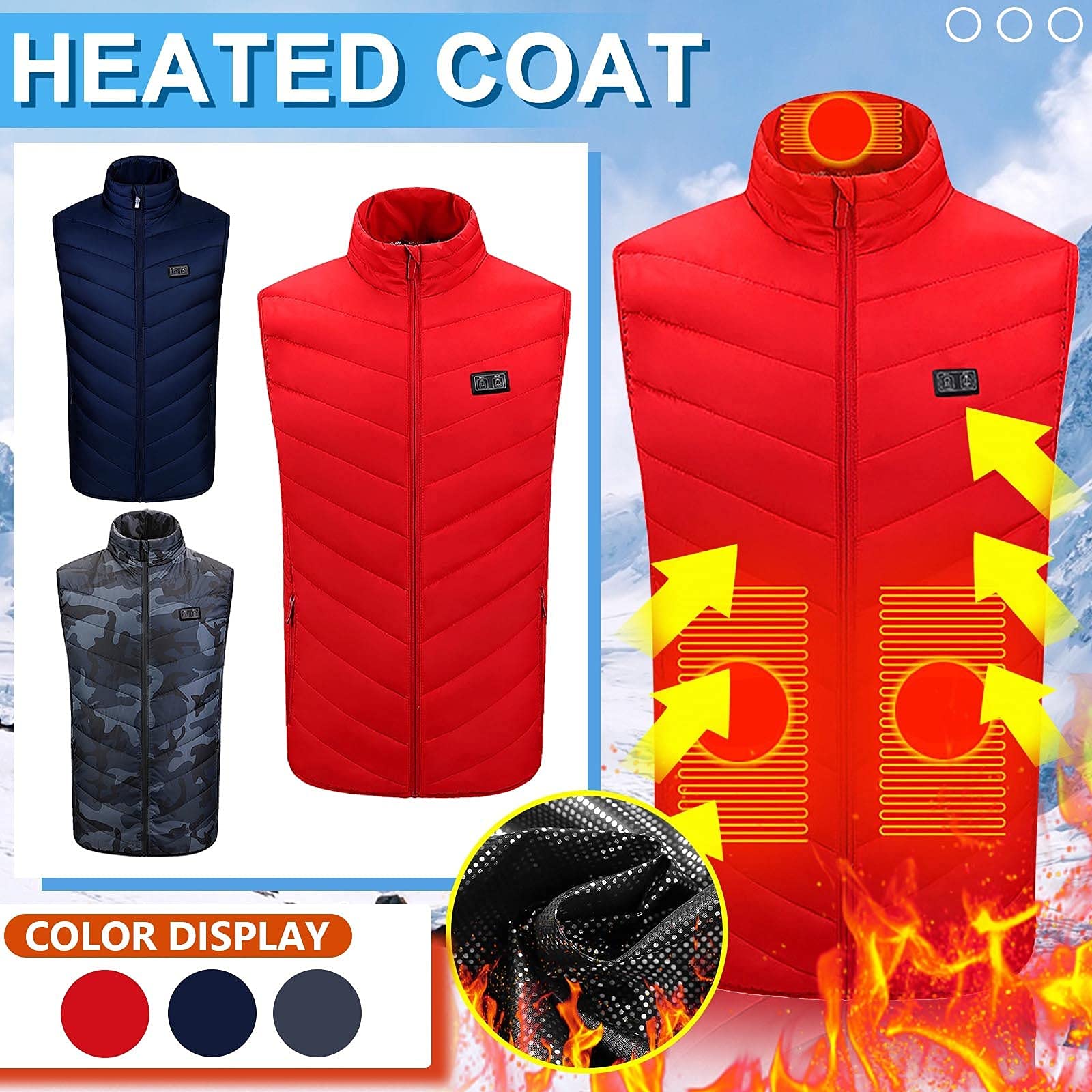 Men's Heated Jacket - Lightweight Winter Coat for Outdoor Activities