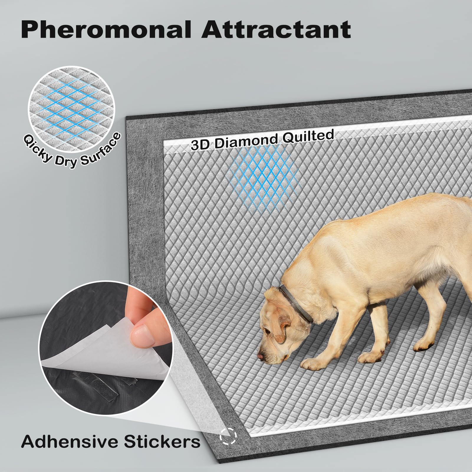 MIZOK 36x36 Inch Charcoal Dog Pee Pads - Super Absorbent Puppy Training Pads with Activated Carbon for Odor Control (25 Count) - Quick Dry, Leak Proof Pet Pads for Dogs, Cats & Rabbits - Ideal for House Training, Crate Use & Travel