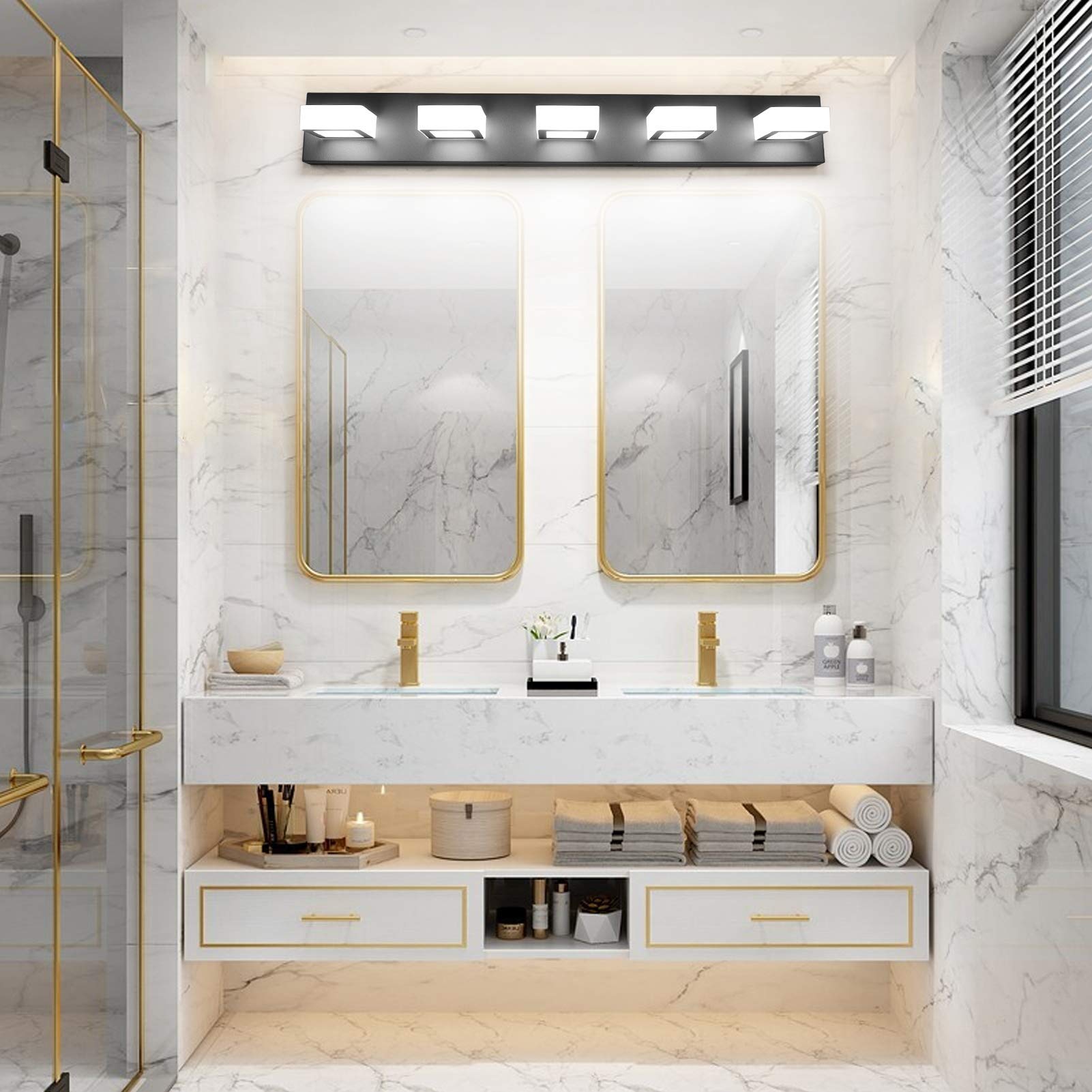 Ralbay 12W LED Bathroom Vanity Light - Matte Black Modern Acrylic Light Fixture for Bathroom Mirror Lighting - Perfect for Bathroom, Powder Room & Dressing Room Makeup Area