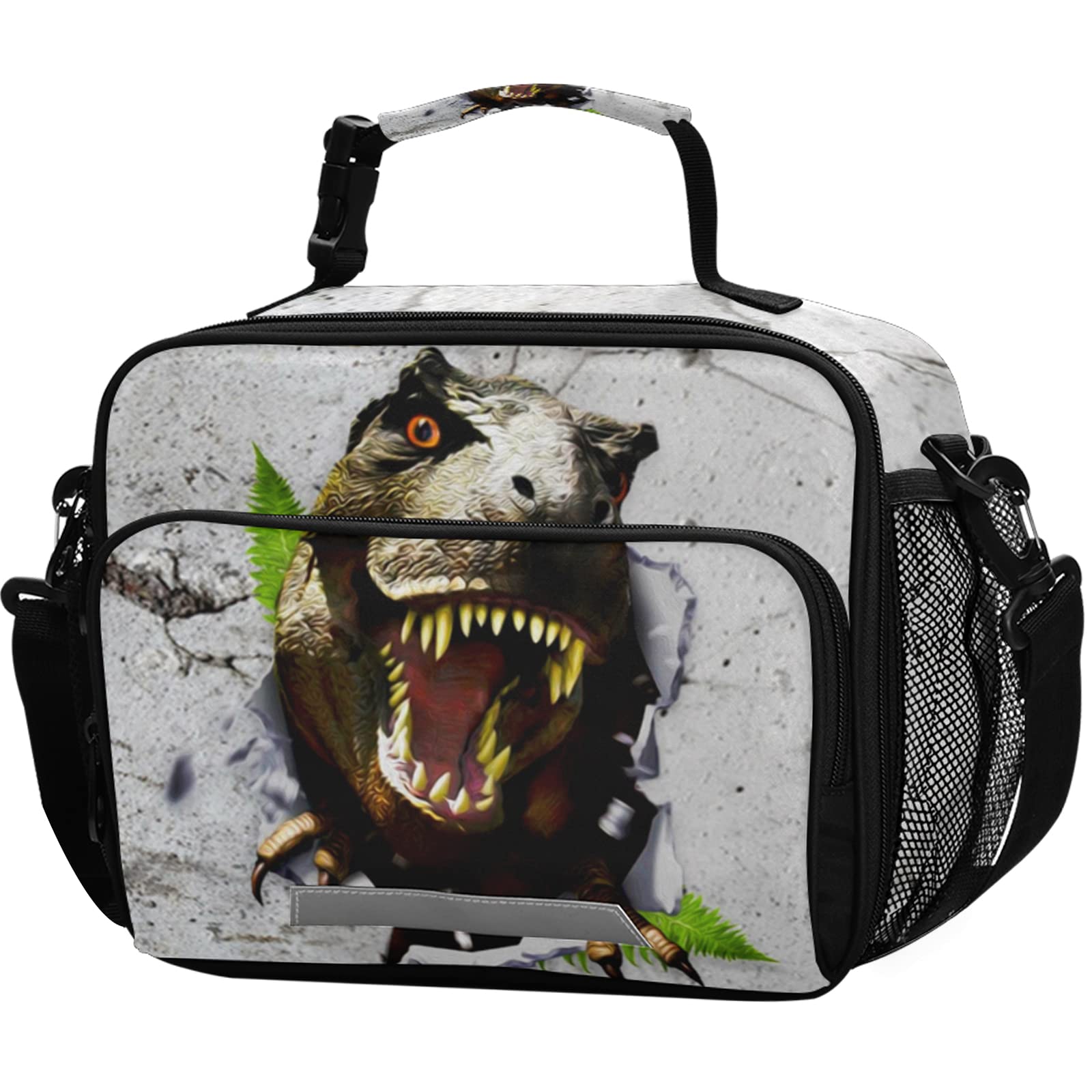 ALAZA Insulated Dinosaur Lunch Box for Kids - Reusable Meal Container with Adjustable Shoulder Strap - Perfect for School, Picnics & Outdoor Activities (Boys & Girls)