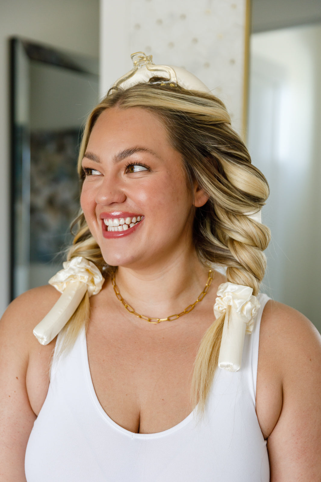 Heatless Curling Rod Set for Long Hair - No Heat Hair Curler with Champagne Color | Perfect for Beach Waves, Wedding, and Everyday Styling