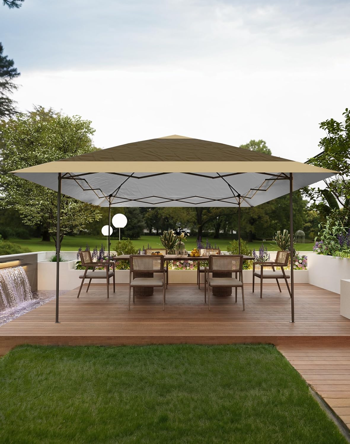 13x13 Ft Pop Up Gazebo Tent - Adjustable Height Instant Canopy for Outdoor Events, Parties, Camping & Backyard (Khaki & Light Khaki) | Perfect for BBQs, Beach Days & Garden Gatherings