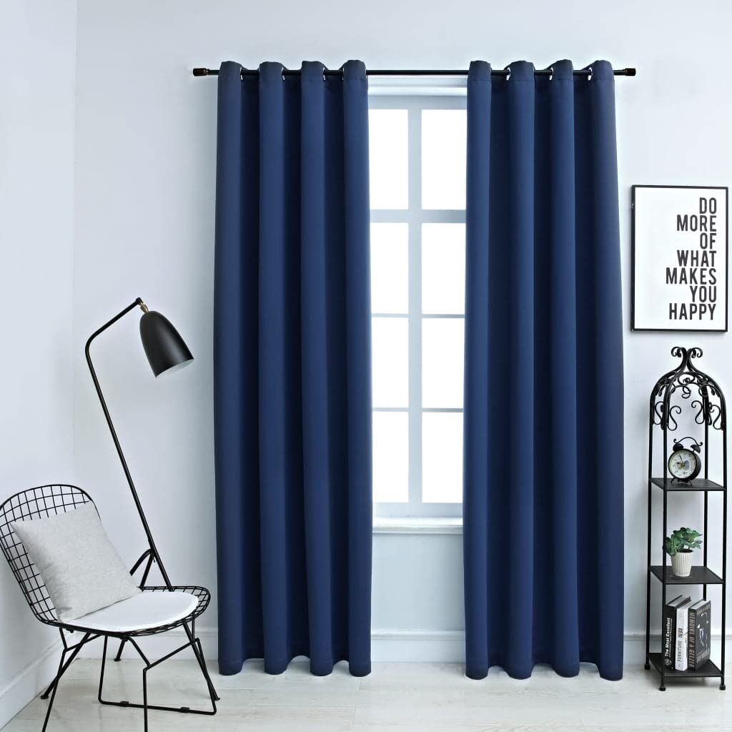 CHARMMA Blackout Curtains with Rings - 2 Panels Navy Blue 54x63 Inches Thermal Insulated Room Darkening Drapes for Bedroom & Living Room (1.43kg Fabric Weight) - Perfect for Home Theater, Shift Workers and Light Sleepers