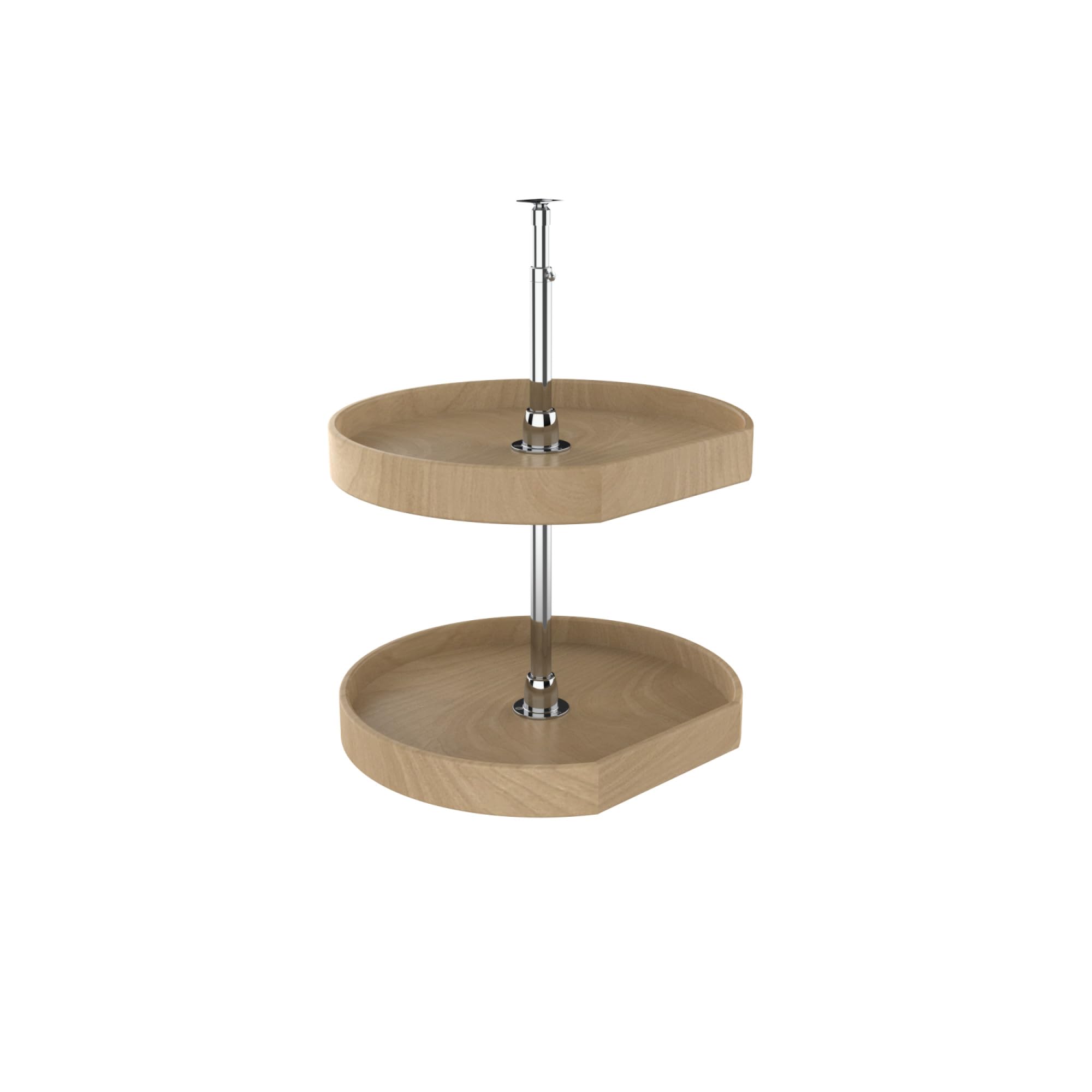 Natural Wood D-Shaped 2-Tier Lazy Susan Turntable for Kitchen Corner Cabinets - Space Saving Spice & Condiment Organizer for Pantry, Bathroom or Office Storage