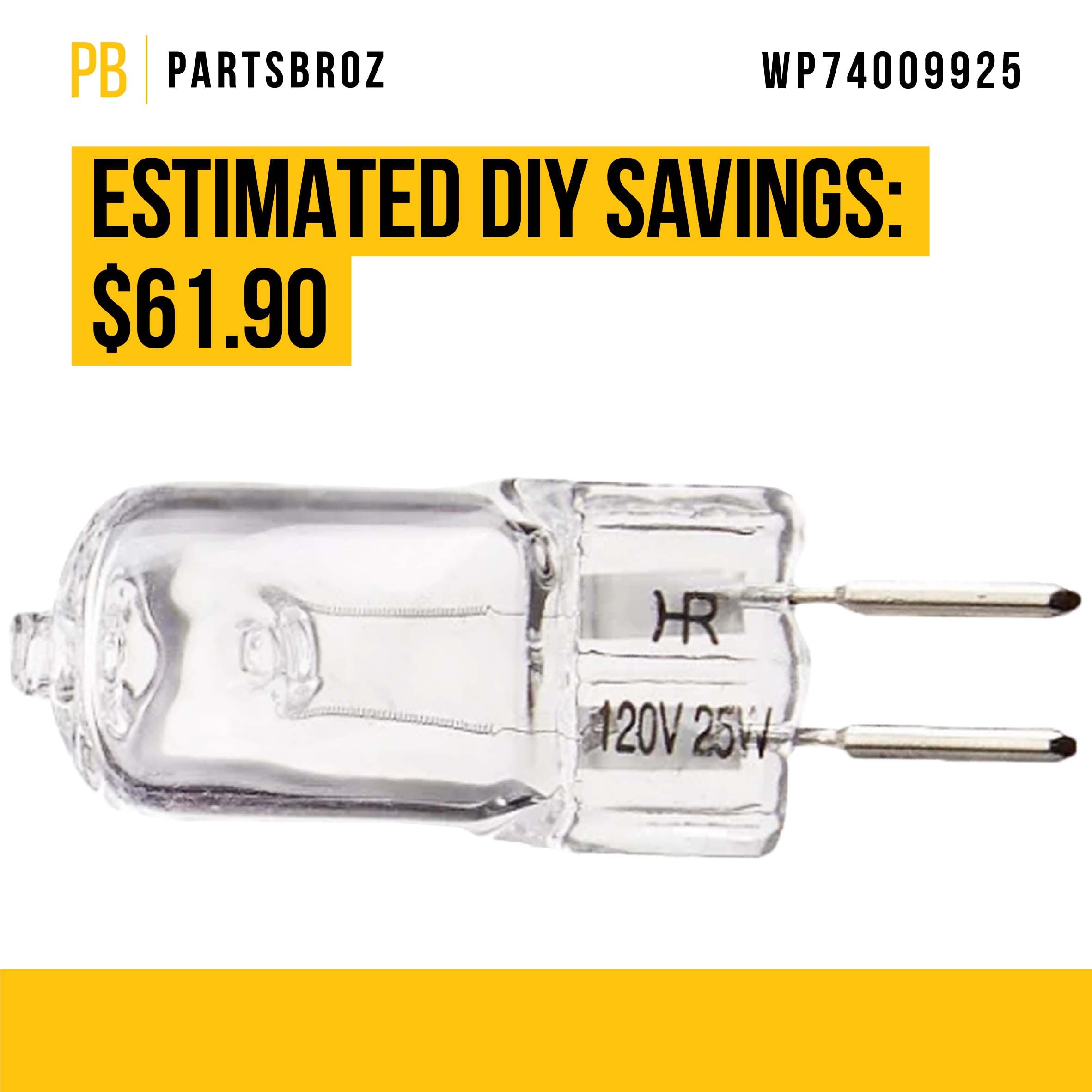 PartsBroz WP74009925 Halogen Oven Light Bulb - Compatible with Whirlpool, Jenn-Air, Maytag, Kenmore Wall Ovens & Ranges - Replaces AP6011161, 74004458, 74009925, 1072727, 899138001, PS11744355 - Perfect for Kitchen Appliance Repair & Replacement