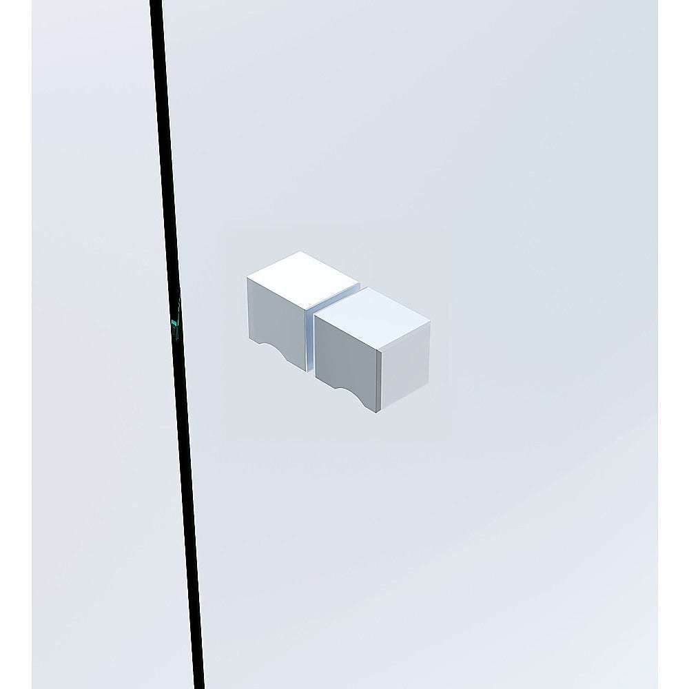 100x90cm Frameless Corner Shower Screen with White Channel & Stainless Steel Hinges, Square Knob Handle - Modern Bathroom Glass Enclosure for Walk-in Showers and Wet Rooms