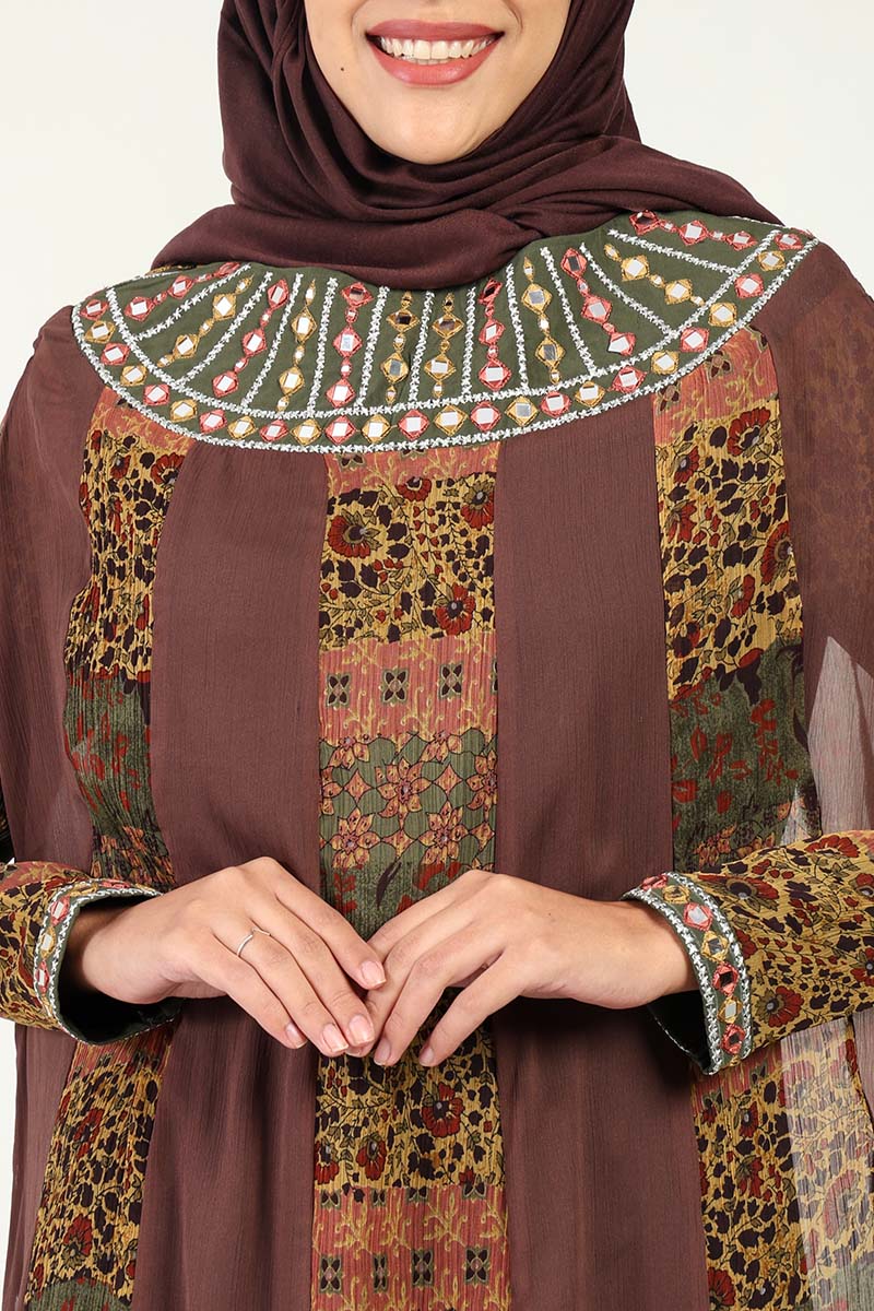 Elegant Printed Chiffon Kaftan Abaya with Comfortable Lining - Perfect for Beach Cover-ups, Summer Dresses & Muslim Women's Fashion