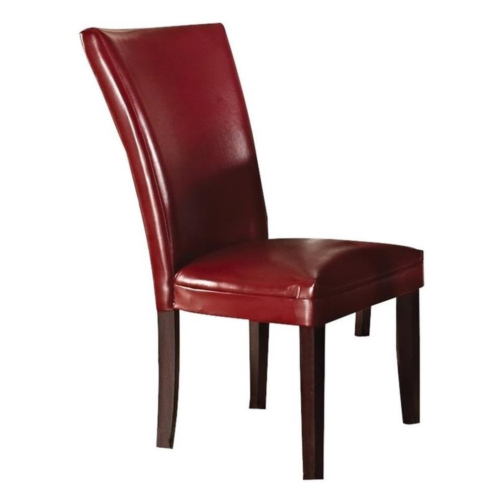 BOWERY HILL Red Faux Leather Dining Chairs Set of 2 - Modern PU Leather Side Chairs for Kitchen, Dining Room & Office - Comfortable & Stylish Seating Solution