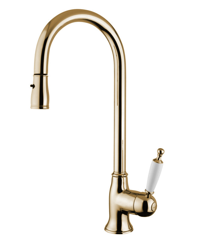 Oxford Brass Pull-Out Kitchen Faucet with Sprayer - Perfect for Modern Kitchens, Dishwashing & Food Prep