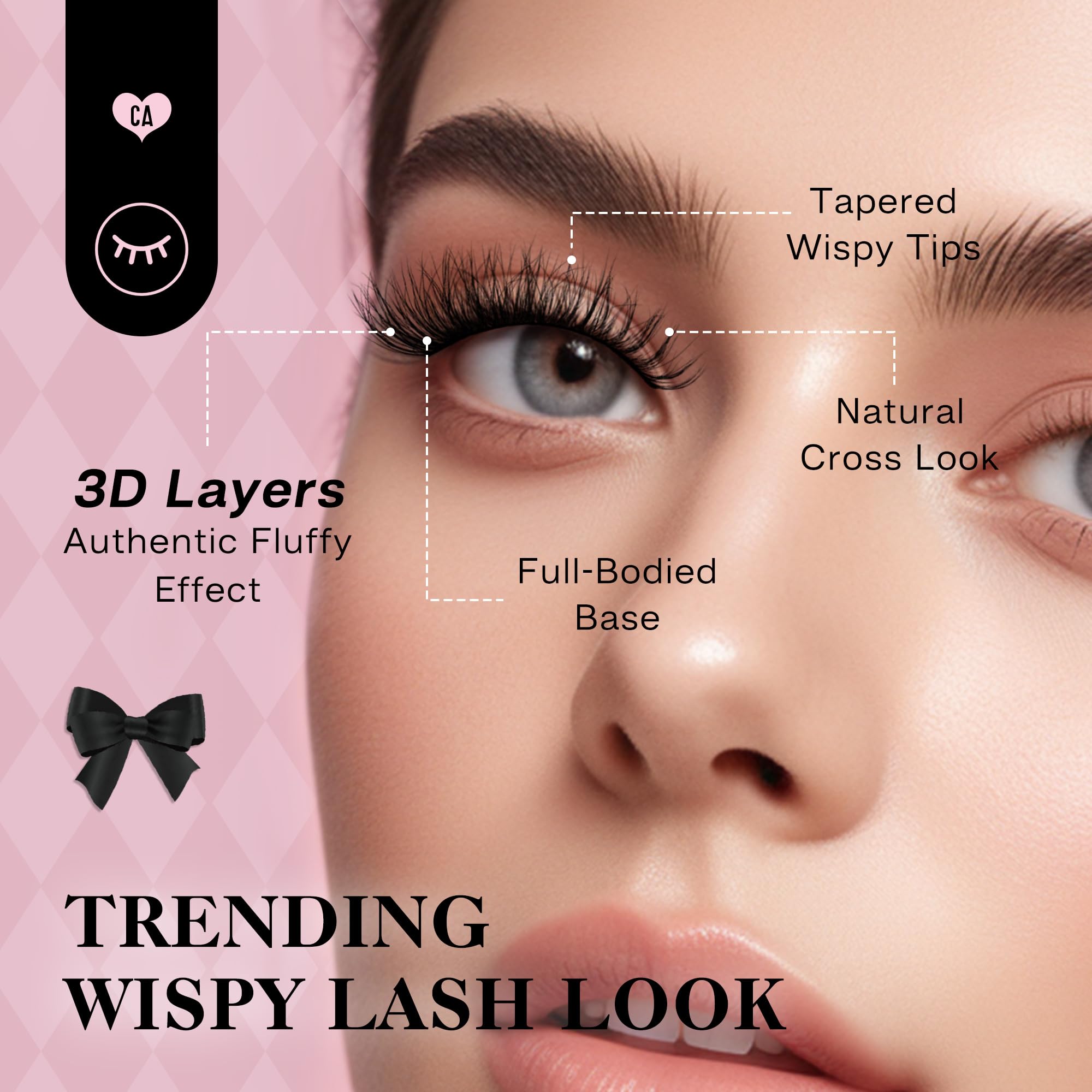Natural Look False Eyelashes 20 Pairs - Wispy Fluffy Faux Mink Lashes, Soft Reusable Cat Eye Strip Lashes (HS01) | Perfect for Daily Wear, Parties, Weddings & Special Occasions