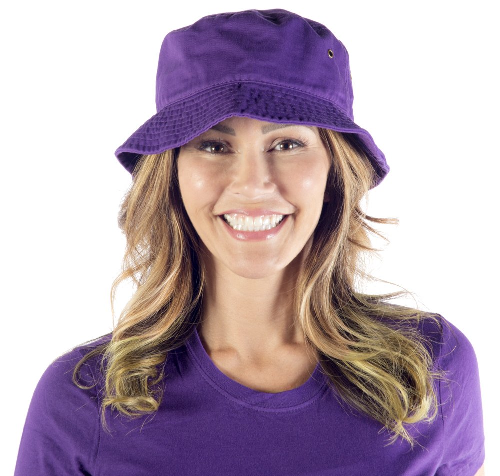 Stylish Women's Cotton Plum Bucket Hat - UPF 50+ Sun Protection, Adjustable Chin Strap for Outdoor, Beach, Hiking & Summer Fashion