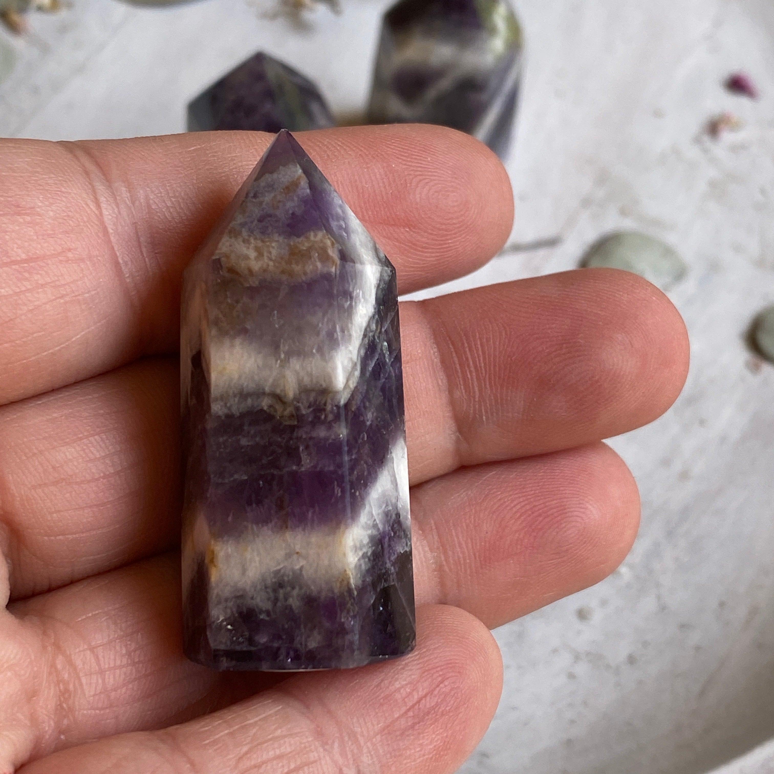 Chevron Amethyst Mini Generator - Portable Healing Crystal Energy Device for Meditation, Reiki & Spiritual Practices