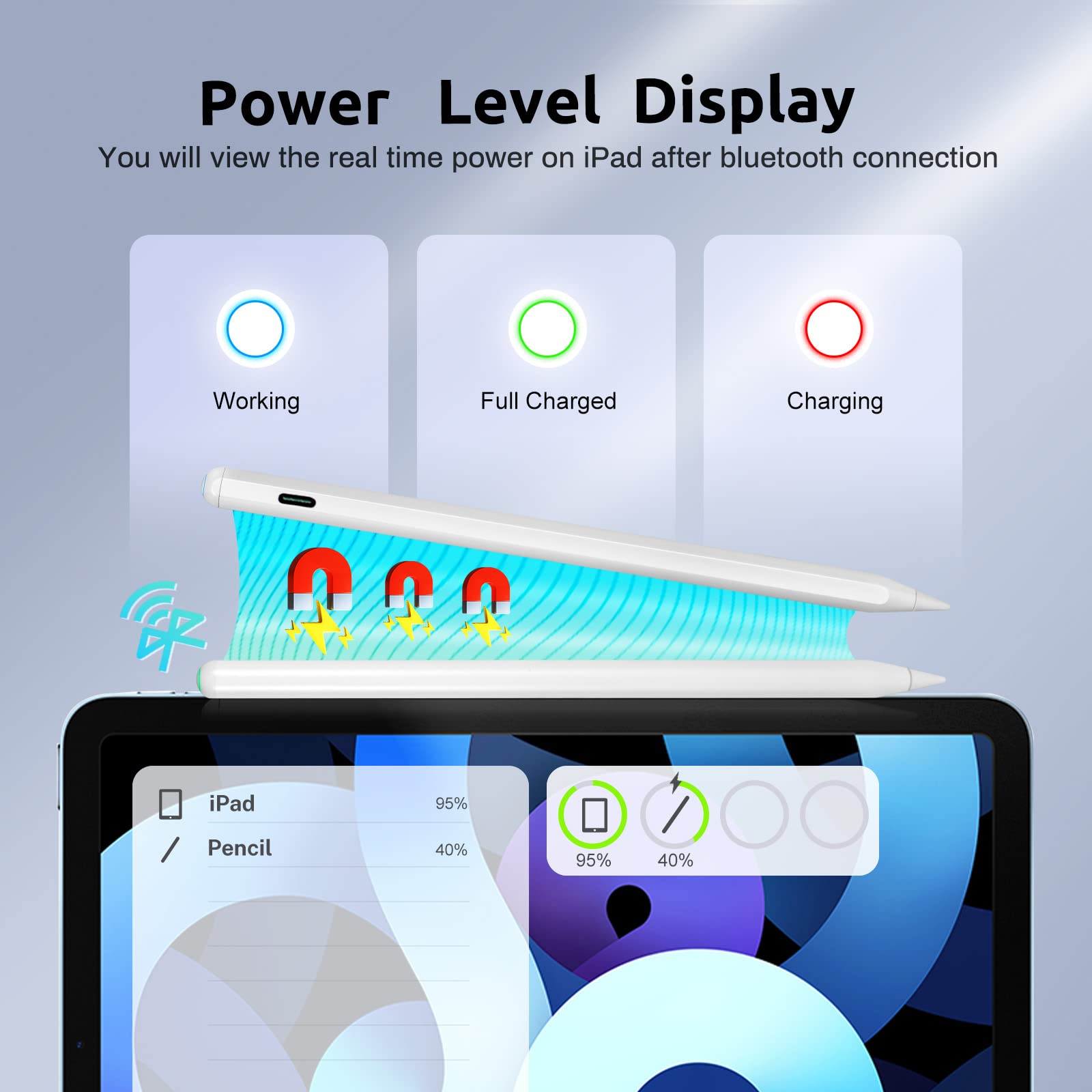Apple Pencil Stylus for iPad A16 (11th/10th/9th/8th Gen) - Fast Charging, Tilt Sensitivity & Palm Rejection - White | Perfect for Drawing, Note-Taking & Digital Art