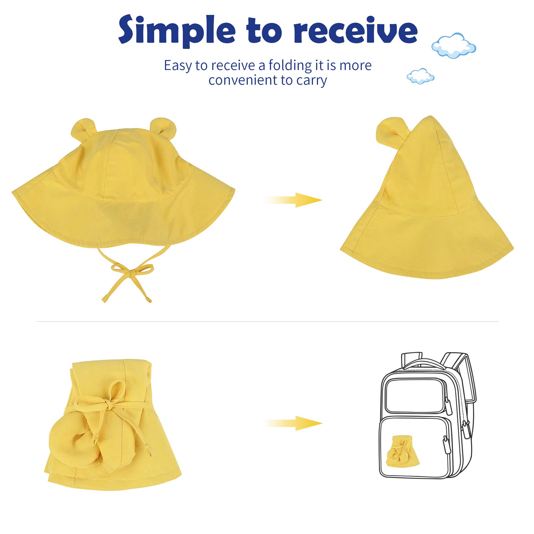 Zando Baby & Toddler Sun Bucket Hat with Wide Brim - UPF 50+ Sun Protection for Infants & Girls - Perfect for Beach, Outdoor Play & Summer Activities