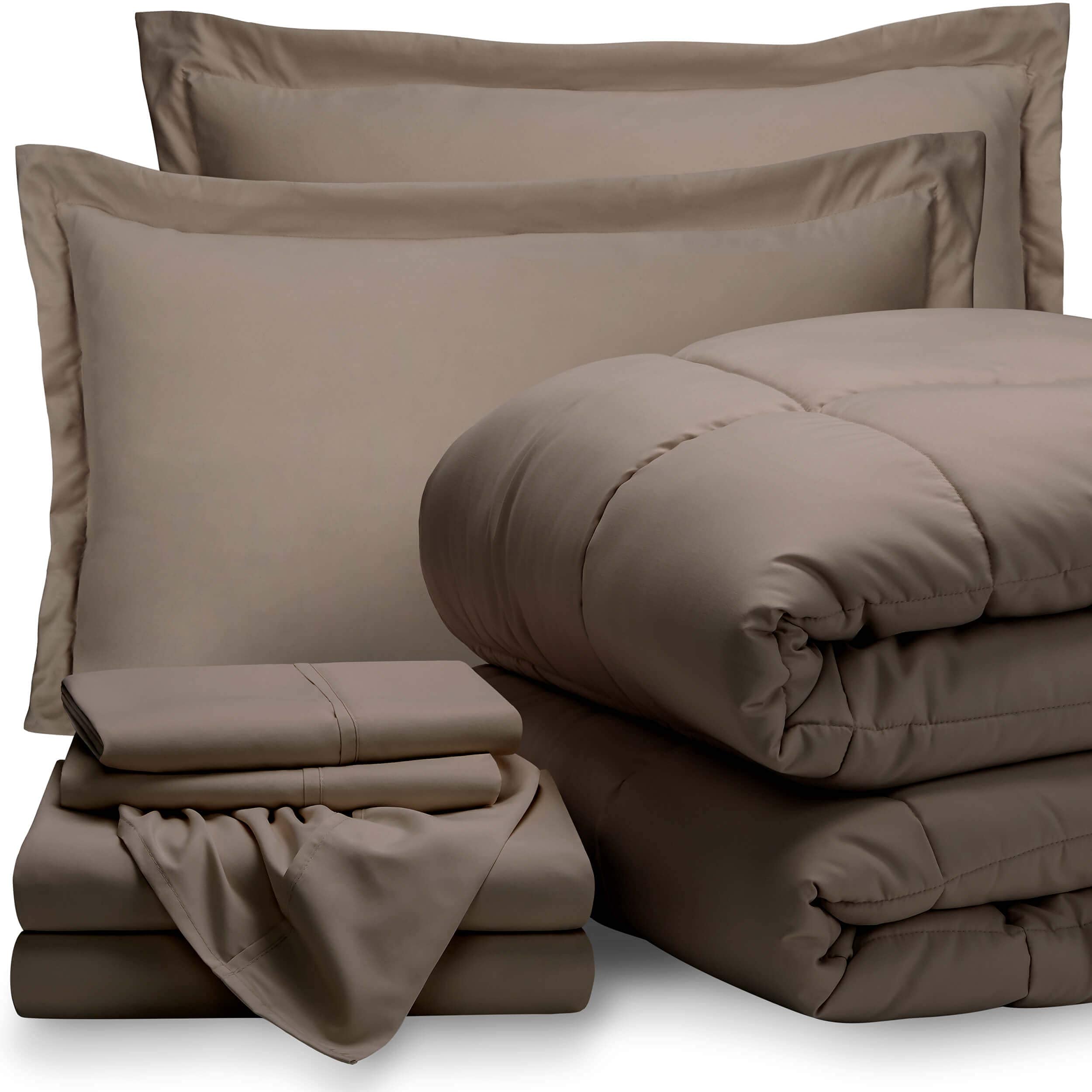 Bare Home King Sheet Set - 1800 Ultra-Soft Microfiber Bed Sheets & Comforter Set (King, Taupe) - All Season Luxury Bedding for Master Bedroom, Guest Room & Hotel Use