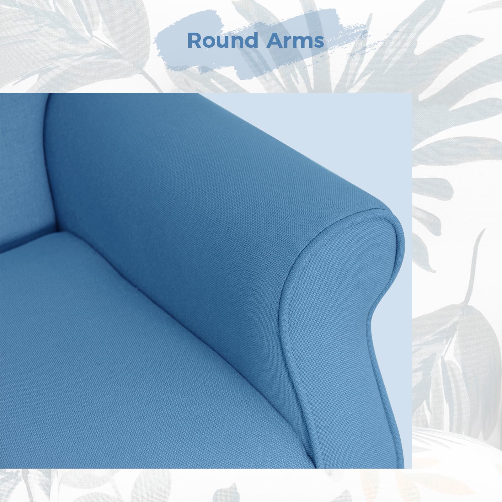 MELLCOM Mid Century Modern Wingback Arm Chair - Upholstered Fabric High Back Accent Chair with Wooden Legs, Single Sofa Club Chair for Living Room, Bedroom & Home Office - Blue | Perfect for Reading Nooks, Cozy Corners & Contemporary Decor