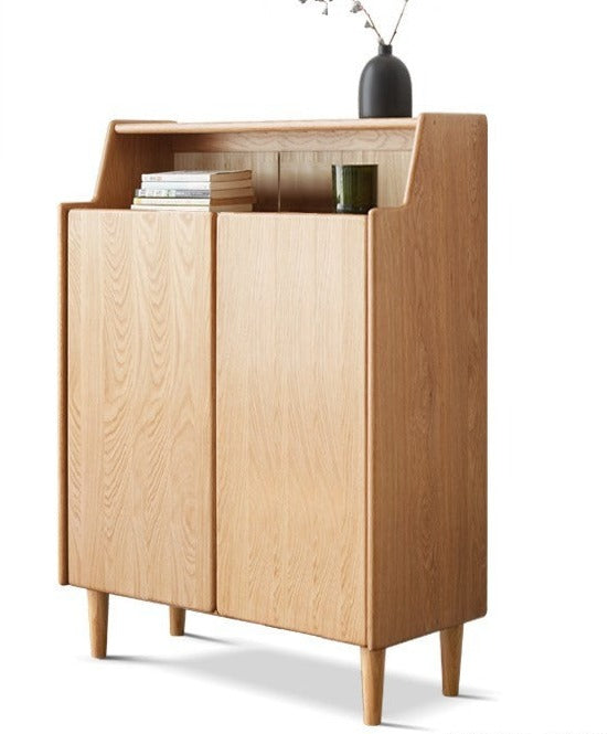 Solid Oak Wood Shoe Storage Cabinet - Organize Entryway & Closet - Perfect for Home, Apartment, and Office Organization