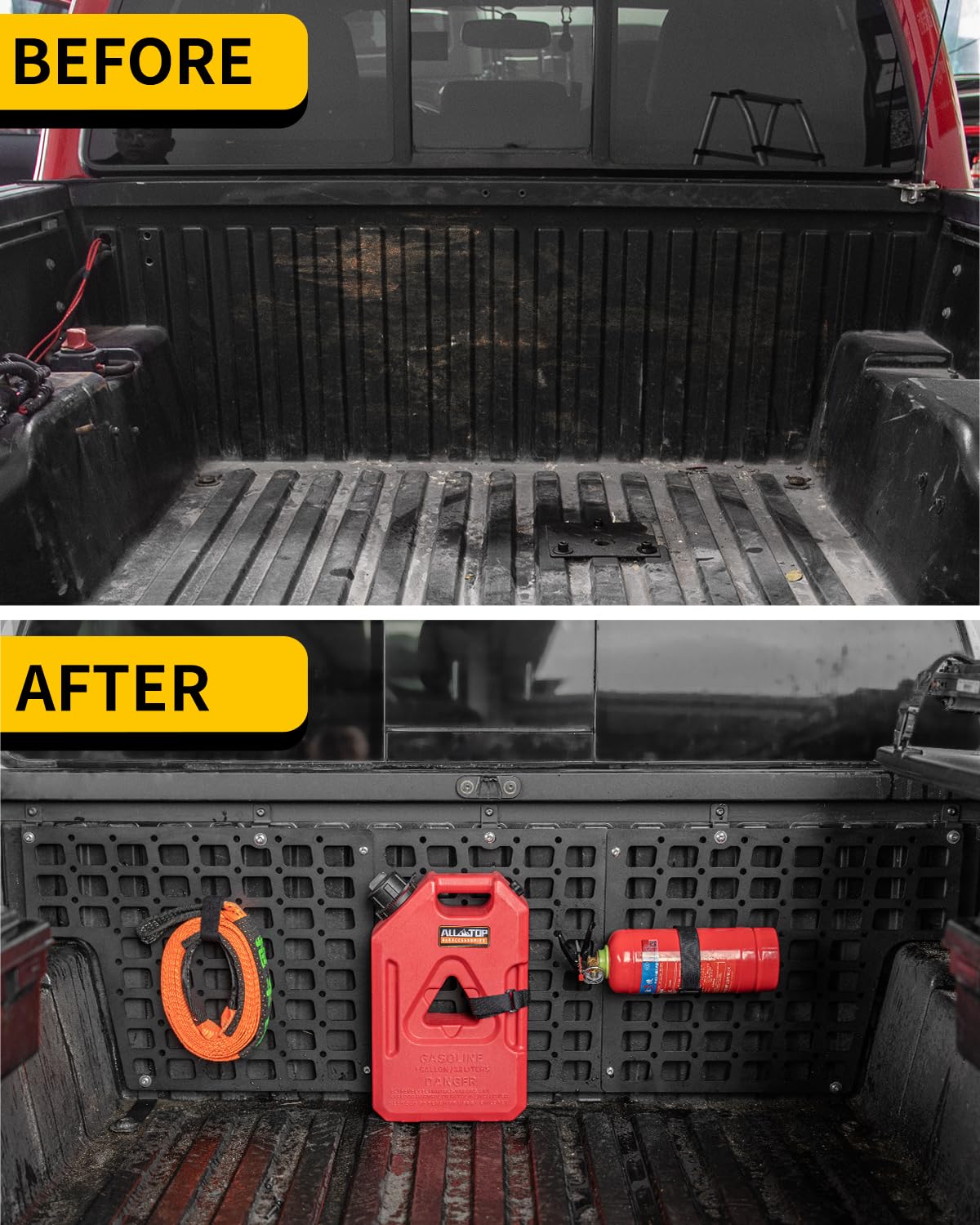 2005-2023 Toyota Tacoma 5FT Bed Molle Panel | Front & Rear Cargo Storage Shelf | Heavy Duty Truck Bed Organizer | Perfect for Camping, Off-Roading & Work Gear Organization