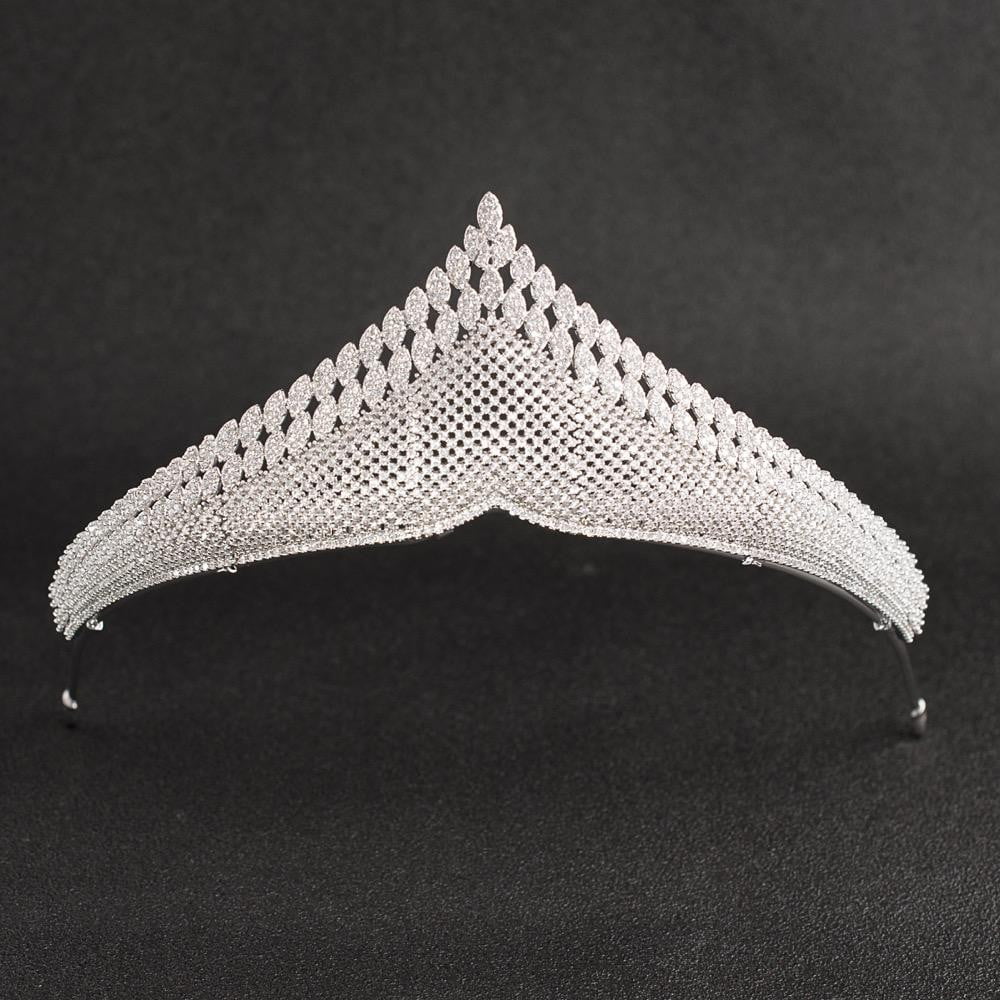 Royal Wedding Tiara Crown - Cubic Zirconia Bridal Headpiece CH10198 for Brides, Prom, Pageants & Special Occasions