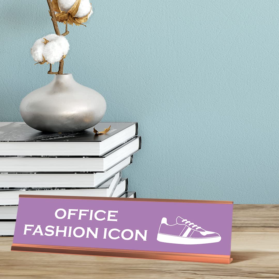 Stylish Office Fashion Icon Sneakers Desk Sign - 2x8 Inches - Perfect for Desk Decor, Gift Ideas & Workspace Organization