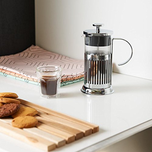 Stainless Steel Coffee Maker - 350ml Capacity, Chrome & Silver Finish - Perfect for Home, Office, and Camping Use