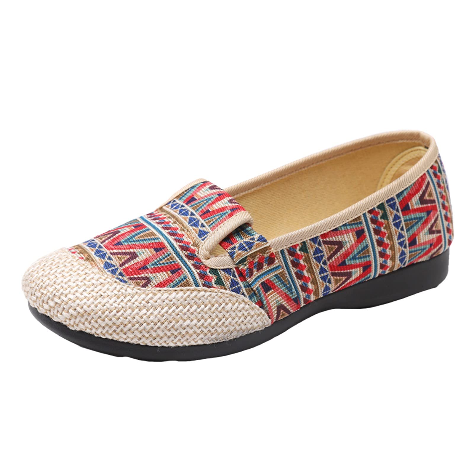 Women's Comfortable Flat Shoes - Soft Casual Fashion Sneakers with Breathable Sole for Walking, Travel & Daily Wear (Red, Size 7.5) | Perfect for Work, Shopping & Beach Outings