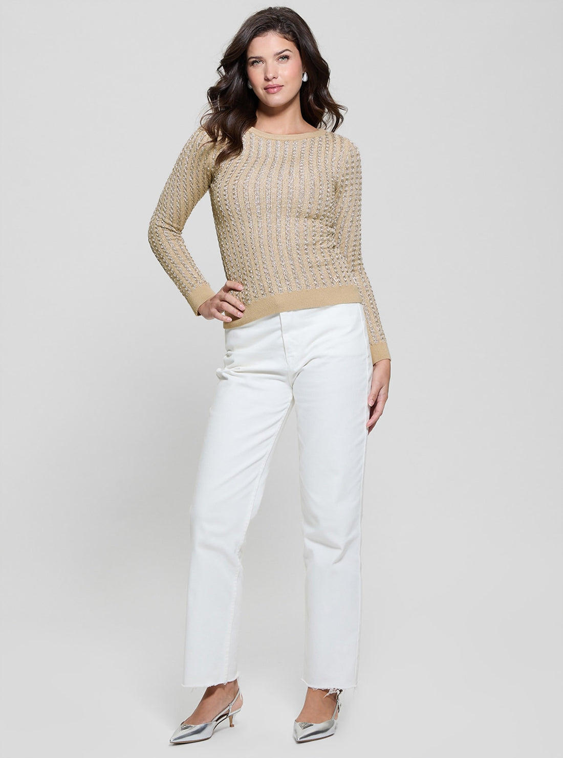 Beige Josie Knit Top for Women - Soft Casual Long Sleeve T-Shirt | Perfect for Fall Outfits, Layering & Everyday Wear