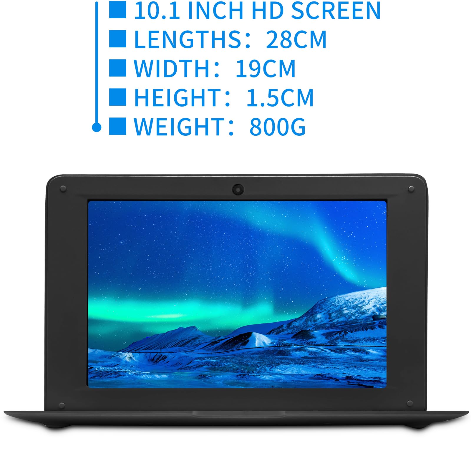 10.1 Inch Ultra Thin Windows 10 Laptop - Intel Quad Core, 4GB RAM, 64GB Storage, Expandable to 1TB, USB 3.0, WiFi, HDMI, Bluetooth | Portable Netbook for Work, Study & Travel (Black)