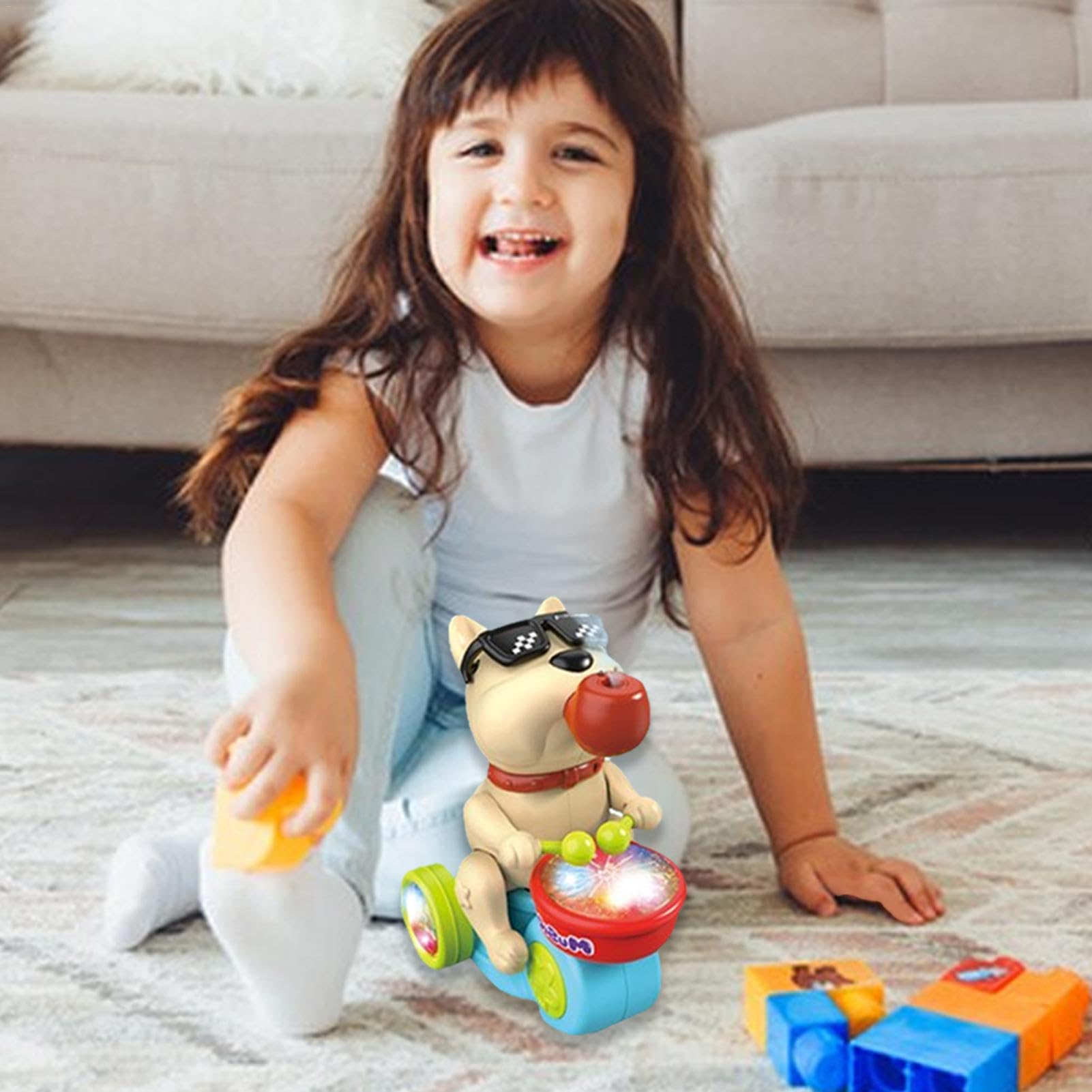 Drumming Dog Toy for Kids - Interactive Musical Light-Up Train Toy for Early Education & Fun Play | Perfect for Girls, Boys & Toddlers | Great for Birthday Gifts, Classroom Activities & Family Bonding Time