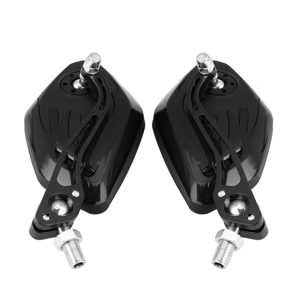 Universal 8mm 1mm Aluminum Alloy Motorcycle Rear View Mirrors - 1 Pair Flame Pattern Side Mirrors for Scooters & Bikes (Carbon Fiber Black) - Enhanced Safety & Style for Urban Commuting & Road Trips