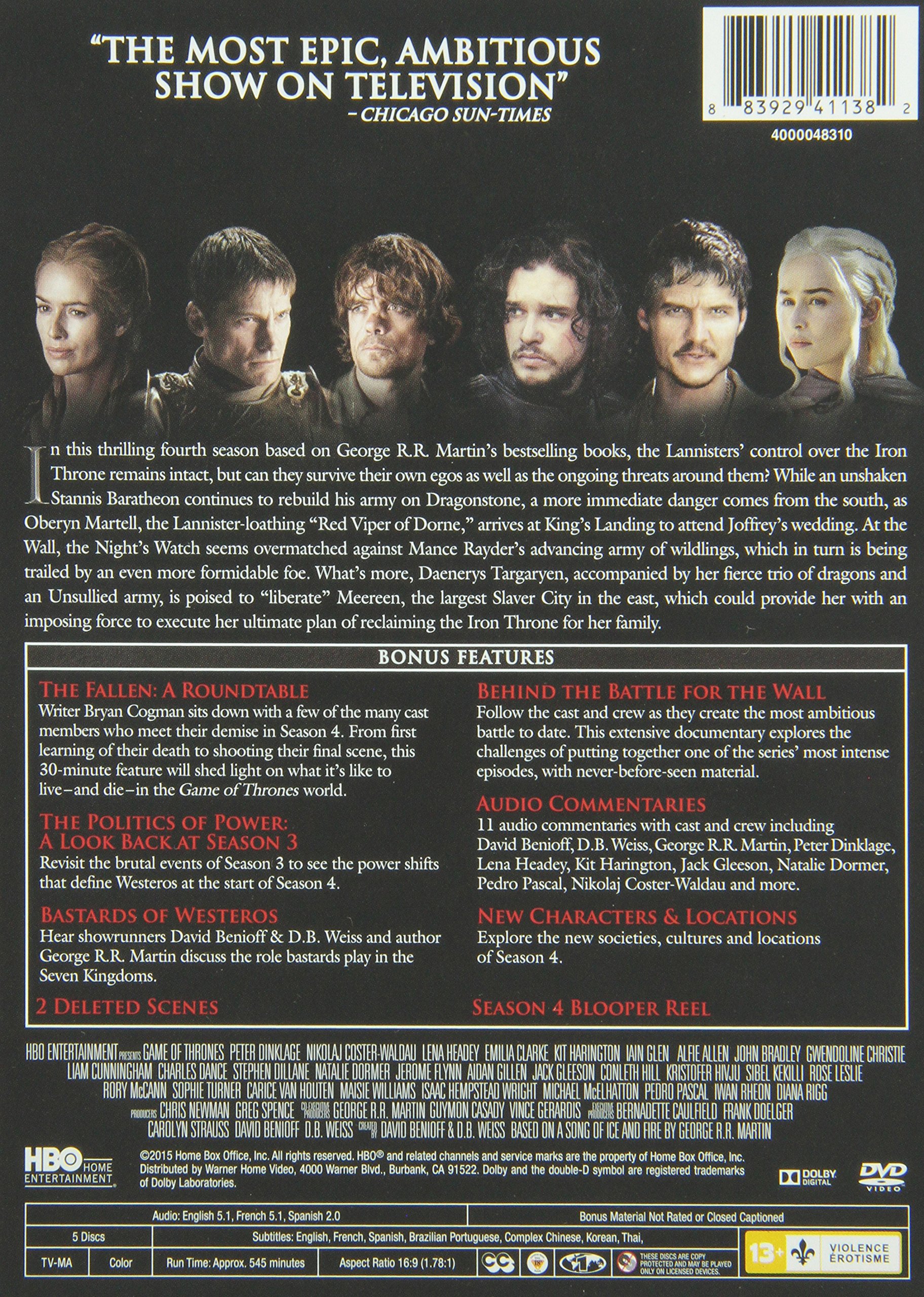 Game of Thrones Season 4 DVD & Blu-ray - Complete HBO Series Collection | Epic Fantasy TV Show for Adults | Perfect for Binge-Watching & Gift Giving