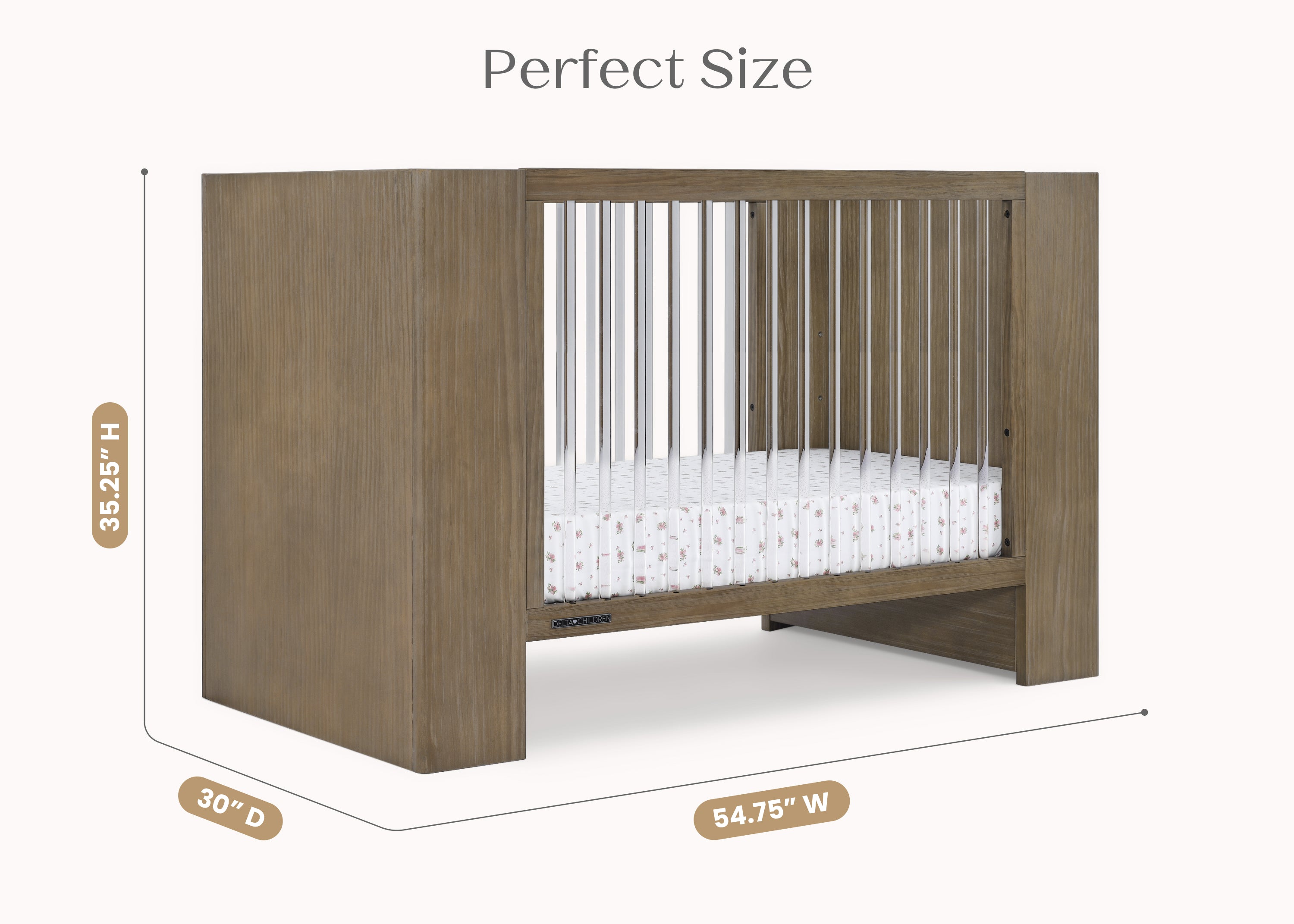 Aerin 4-in-1 Convertible Baby Crib - Toddler Bed, Daybed & Full-Size Bed | Safe & Stylish Nursery Furniture for Newborns to Teens | Perfect for Baby Rooms, Daycare Centers & Guest Bedrooms