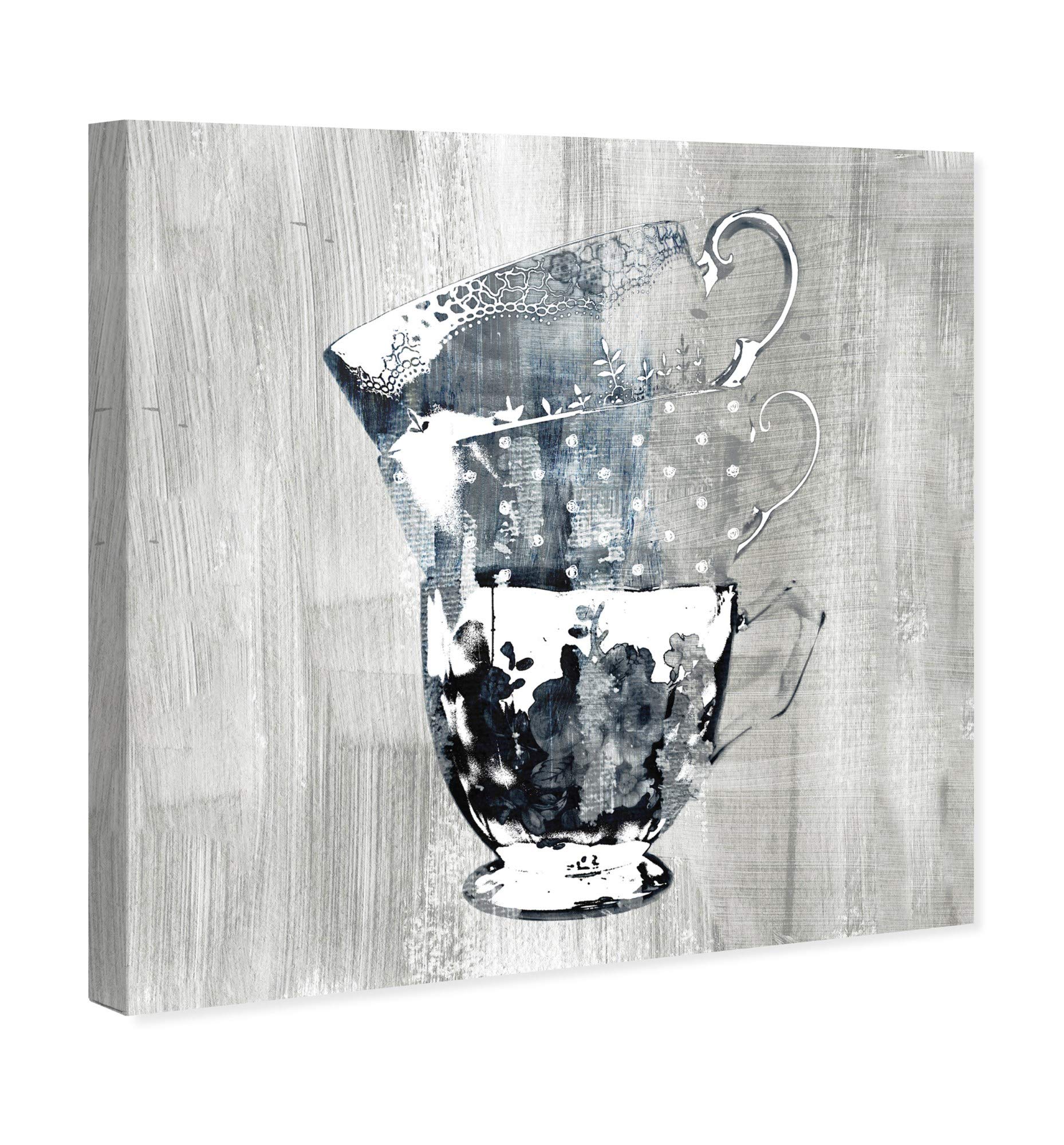 Wynwood Studio Coffee Cups Screenprint Silver Wall Art Canvas Print – 30