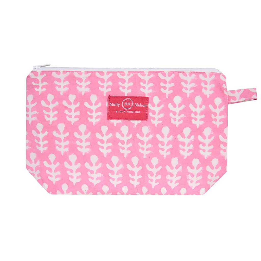Organic Cotton Wash Bag Bagru Pink - Handmade Laundry Bag for Delicates, Travel & Storage | Eco-Friendly & Durable for Gym, College & Home Use