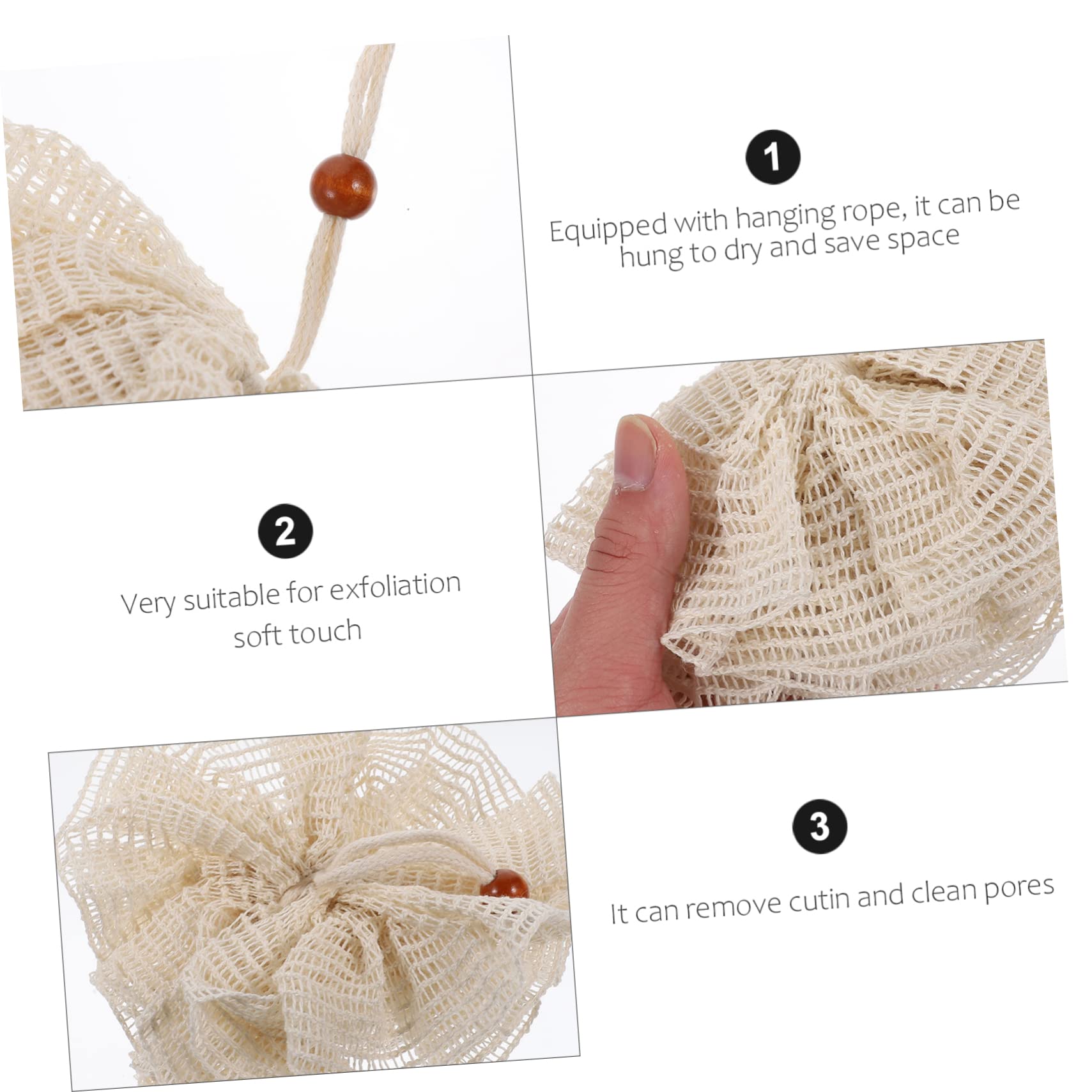 ADOCARN 2-Pack Exfoliating Loofah Bath Sponges for Shower & Body Wash - Soft Mesh Scrubber, Gentle Foam Bath Ball, Skin Cleansing Puff (Beige) - Perfect for Daily Shower, Exfoliation & Deep Cleaning