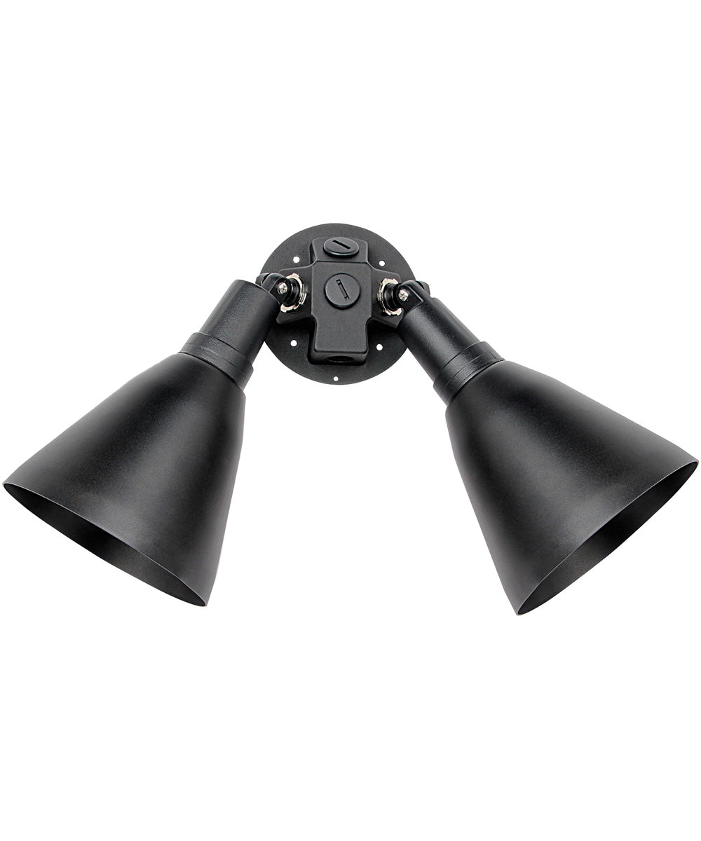 13H Spots 2 Light Outdoor Wall Mount Black - Durable Exterior Sconce for Porch, Patio, Garden & Garage Lighting