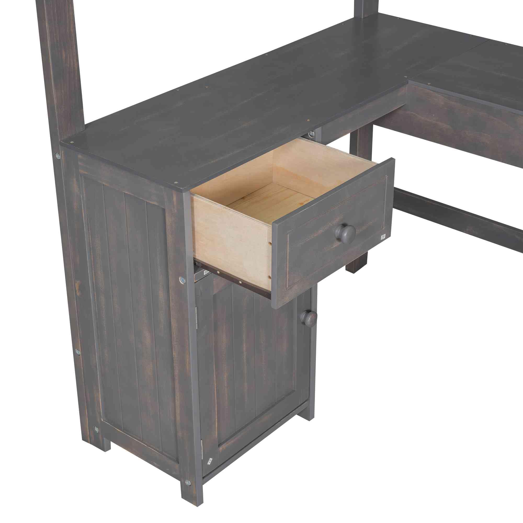 Twin Loft Bed with Storage & Desk - Solid Wood Space Saver for Kids Bedroom & Dorm
