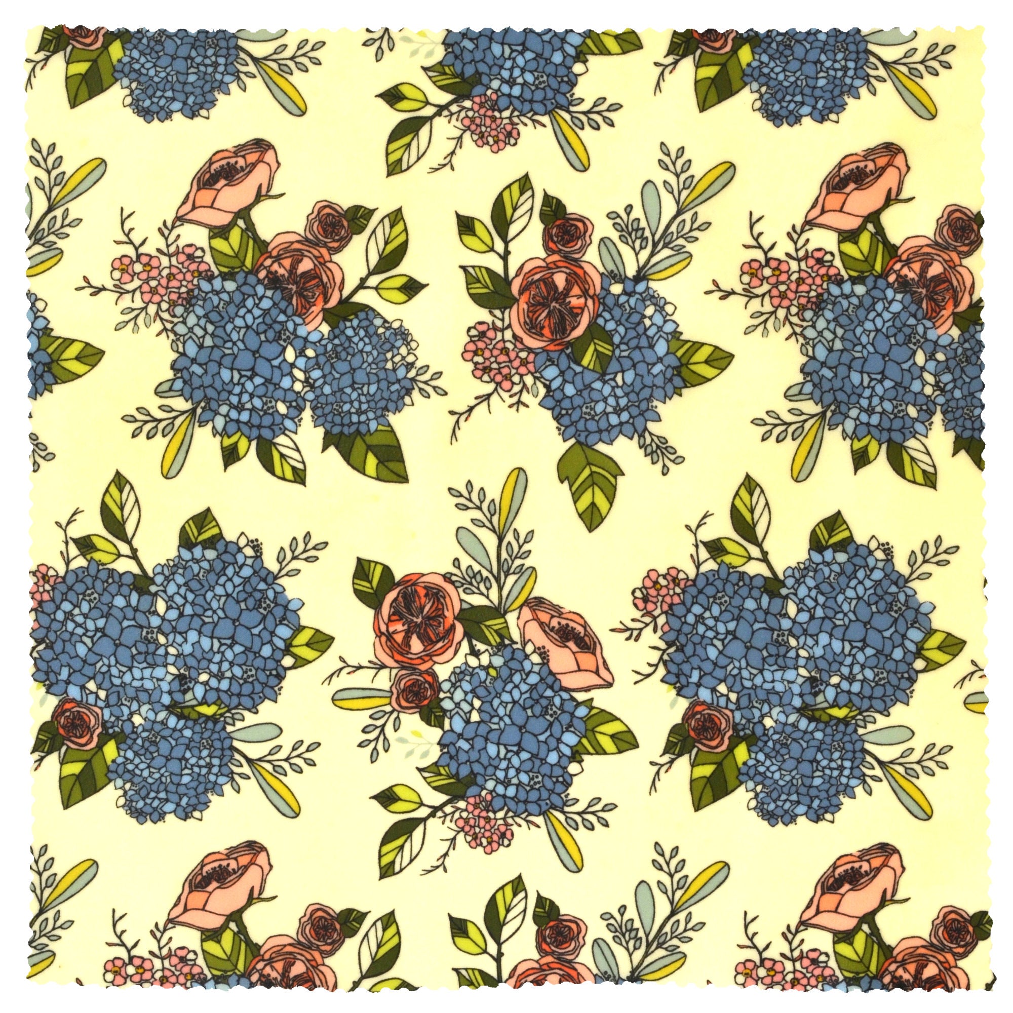 Eco-Friendly Hydrangea Blue Large Beeswax Food Wrap - Reusable Sustainable Food Storage for Sandwiches, Fruits & Cheese | Perfect for Picnics, Lunch Boxes & Zero Waste Kitchen