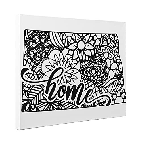 North Dakota Coloring Canvas - Premium Home Décor Wall Art for Living Room, Bedroom & Office | Stress-Relief Adult Coloring Activity & Unique State-Themed Gift Idea