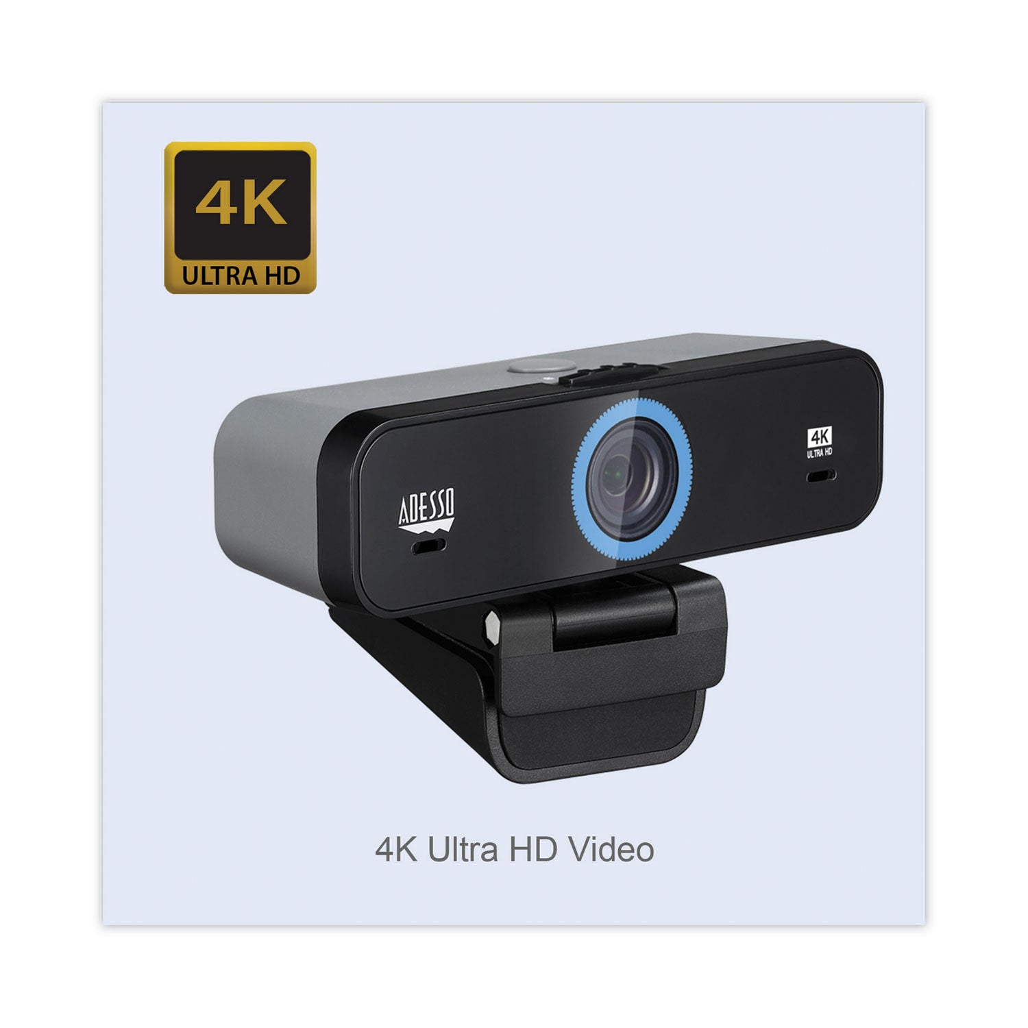 Adesso Cybertrack K4 4K Ultra HD Webcam - 3840x2160 Resolution, Black - Perfect for Video Conferencing, Live Streaming & Online Classes