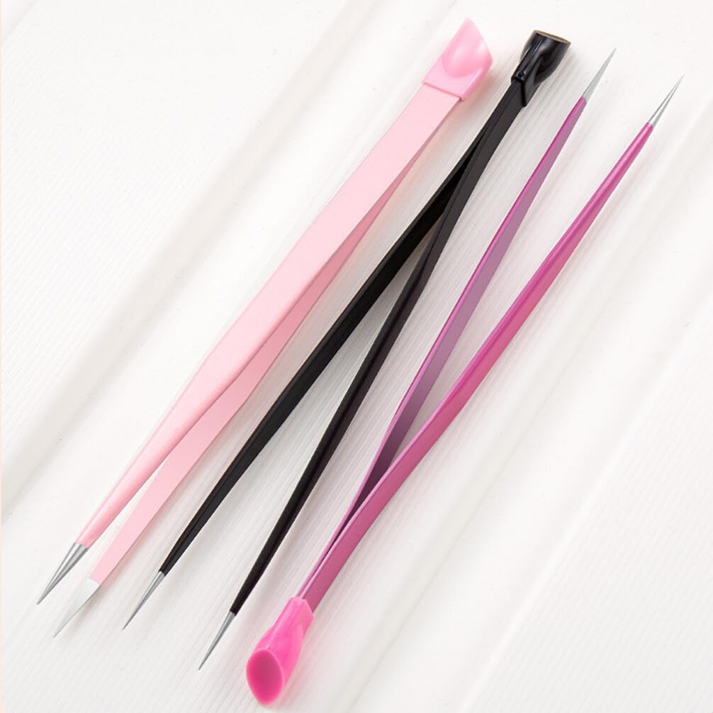 3-Piece Beads & Nail Art Tweezers Set - Pointed Tip Sticker & Brow Tweezers for Scrapbooking, DIY Nail Design, Jewelry Making & Eyebrow Grooming - Precision Tools for Crafting & Beauty Care