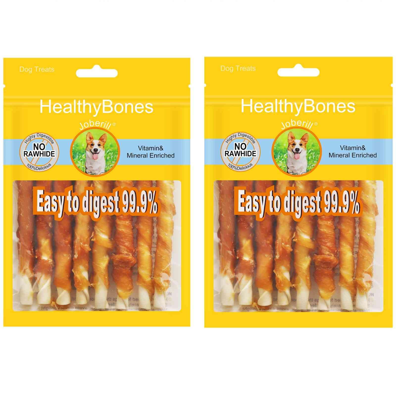 HealthyBones Natural Chicken Breast Wrapped Dog Treats for Large Breeds - Labrastaff & Mixed Breed Dogs, 18 Count - High Protein Training Rewards & Dental Chews for Active Dogs