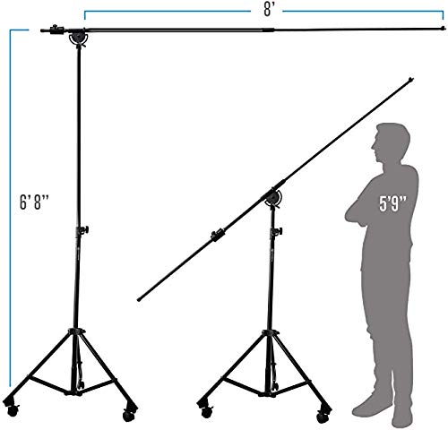 **AxcessAbles Heavy Duty Microphone Boom Stand with Weighted Tripod Base – 80