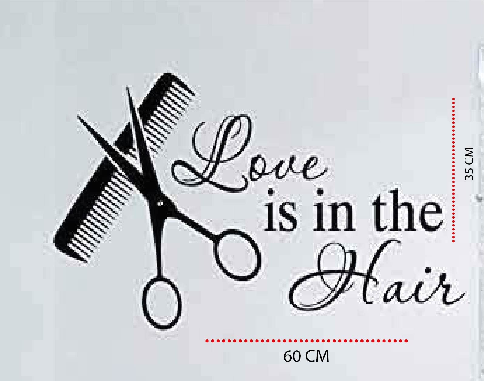 VVWV Love Is in The Hair Salon Style Beauty Parlor Spa Wall Decal Sticker - Black 23.6 x 13.8 Inches - Perfect for Salon Decor, Spa Room Aesthetics & Home Beauty Corner Decoration