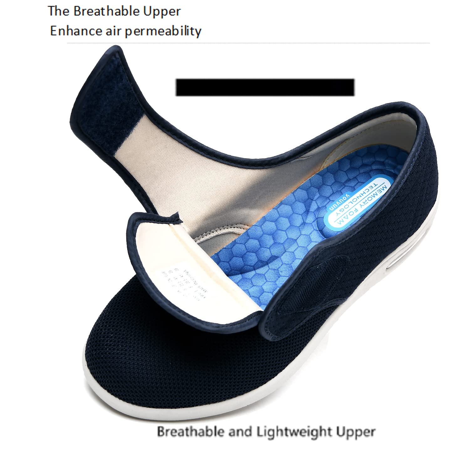 **Women's Diabetic Shoes with Adjustable Closure – Non-Slip Wide Width Walking Shoes for Elderly, Lightweight & Breathable Mesh Sneakers – Ideal for Edema, Plantar Fasciitis, Bunions, Arthritis & Swollen Feet – Perfect for Daily Walking, Nursing & Comfortable All-Day Wear**